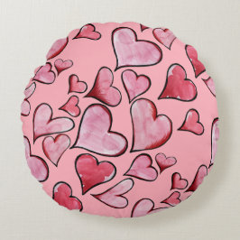 Almofada Redonda Dia de os namorados Amor corações