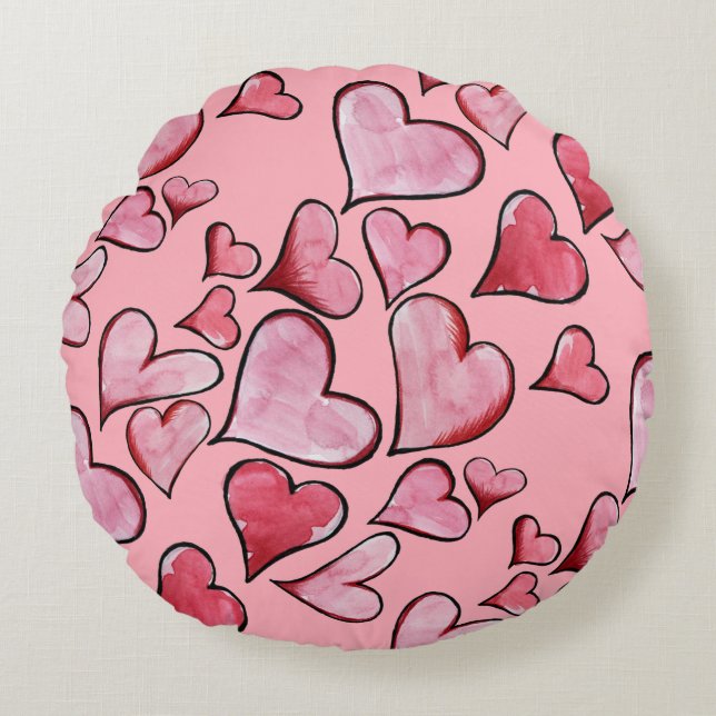 Almofada Redonda Dia de os namorados Amor corações (Frente)