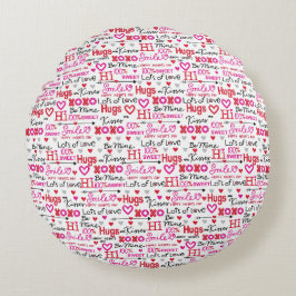 Almofada Redonda Dia de os namorados Sayings Word Collage