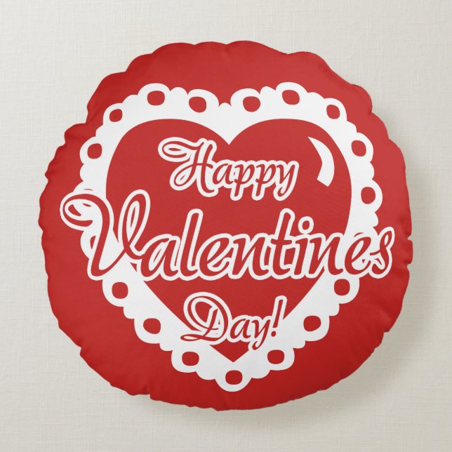 Almofada Redonda Dia de os namorados Vermelho - EU TE AMO (Frente)