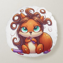 Almofada Redonda Dia do Cabelo de Esquilo Glamoroso