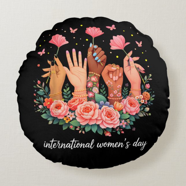 Almofada Redonda Dia Internacional das Mulheres 8 Março 2026 (Frente)
