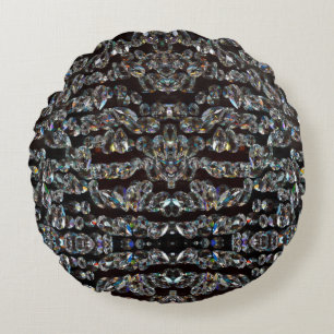 Almofada Redonda Diamante padrão brilhante prata elegante e preto