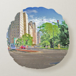 Almofada Redonda Dirigindo Pela Avenida Lincoln