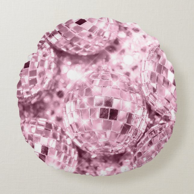 Almofada Redonda Disco Balls Glam #12 #retro #wall #art (Frente)