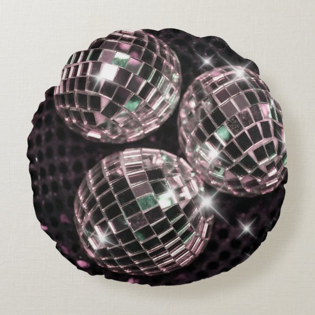 Almofada Redonda Disco Balls Glam #8 #retro #wall #art (Frente)