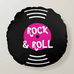 Almofada Redonda Disco de música de rock & roll em vinil personaliz