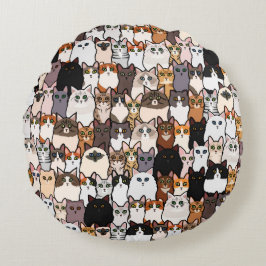 Almofada Redonda Divertido Tantos Gatos e Gatinhos Colorem