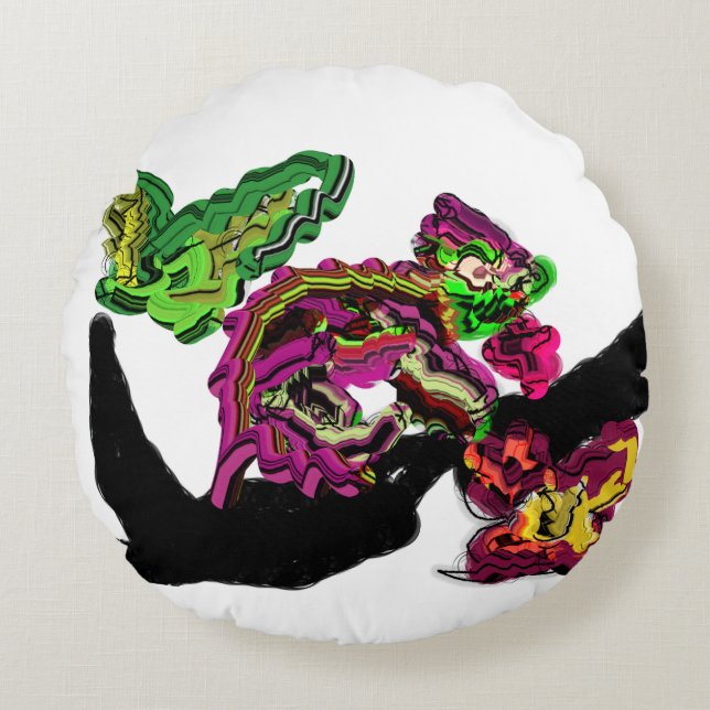 Almofada Redonda Divertimento de Chameleon da floresta chuvosa (Frente)