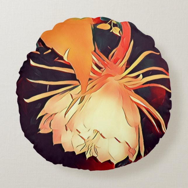 Almofada Redonda Divino Floral Grande e Exótico do Himalaia Bramha  (Frente)