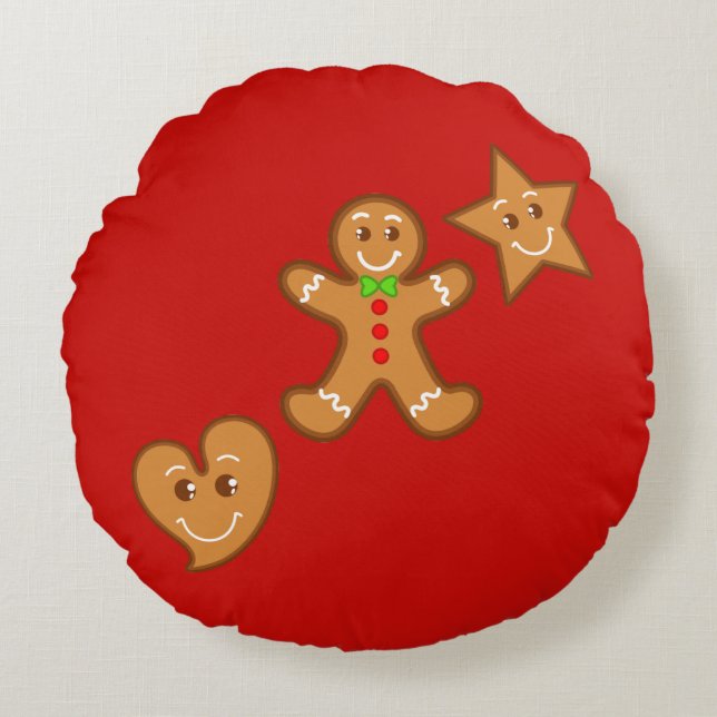 Almofada Redonda doce XmaS gingercake pals Padrão 2 cores traseiras (Frente)