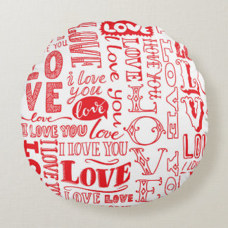 Almofada Redonda Dodles De Amor Desenhados À Mão Em Segundo Plano