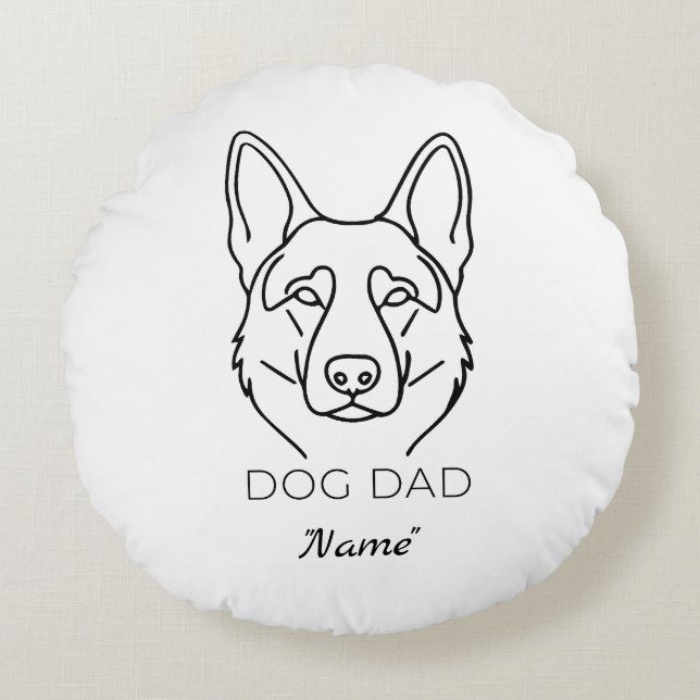 Almofada Redonda Dog Dad mit Name personalisiert Hundepapa  (Frente)
