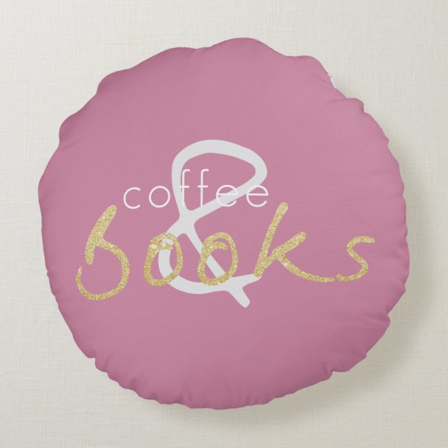 Almofada Redonda Dois livros tontos e Travesseiro redondo de café (Verso)