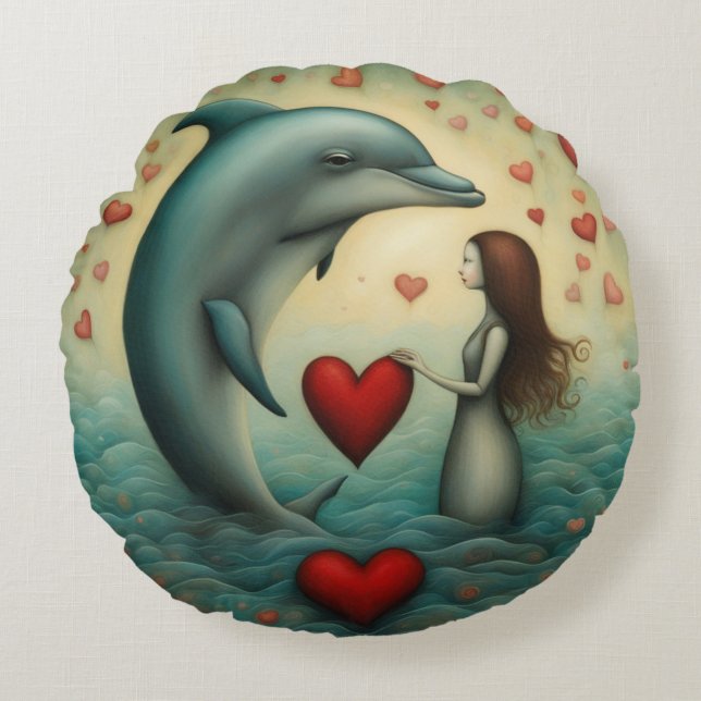 Almofada Redonda Dolphin Love 1 (Frente)