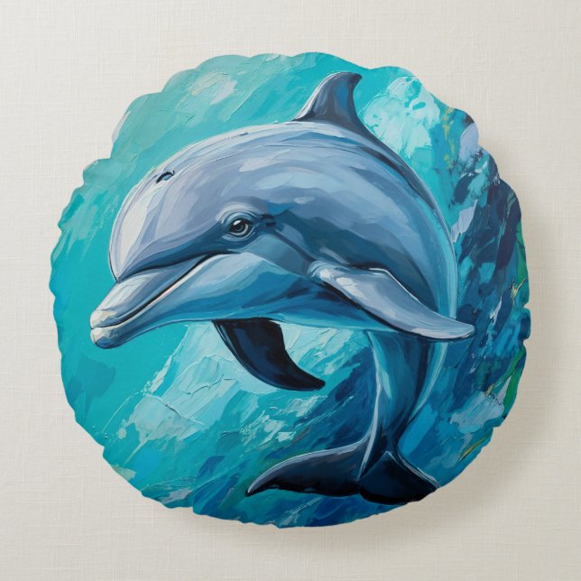 Almofada Redonda dolphin paint textured cushion (Frente)