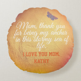 Almofada Redonda Dourado e rosa, mãe, Dia de as mães moderno elegan