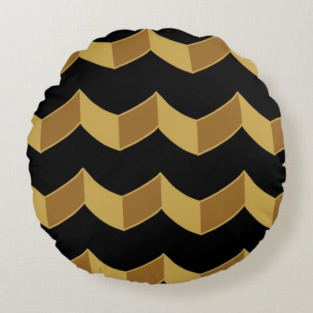Almofada Redonda Dourado negro (Frente)