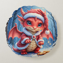 Almofada Redonda Dragão de Natal, muito fofo para prender,