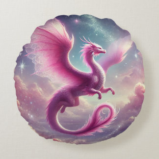 Almofada Redonda Dragão Rosa