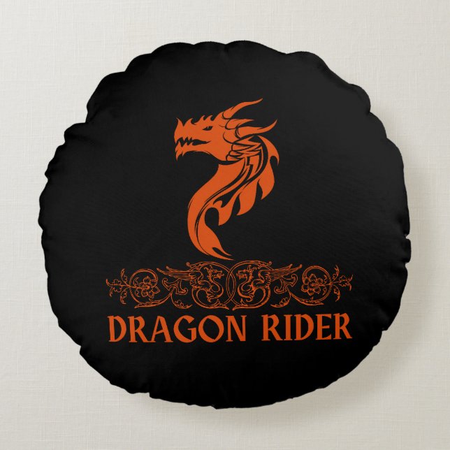 Almofada Redonda Dragon Rider Legal Trendy Fantasy Red Typografia (Frente)
