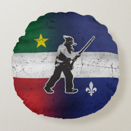 Almofada Redonda Drapeau Québec e Patriote Henri Julien érodé