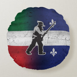 Almofada Redonda Drapeau Québec e Patriote Henri Julien érodé