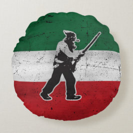 Almofada Redonda Drapeau Québec e Patriote Henri Julien érodé