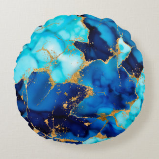 Almofada Redonda Dreamy Blue inks and Gold