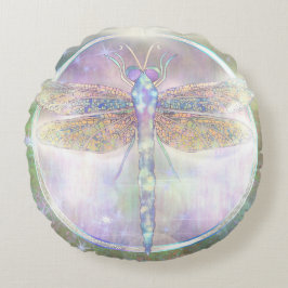 Almofada Redonda Dreamy Dragonfly “Messenger of Becoming Light”