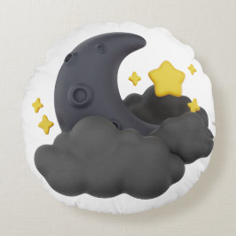 Almofada Redonda Dreamy Night Sky Pillow  Moon, Stars and Clouds 