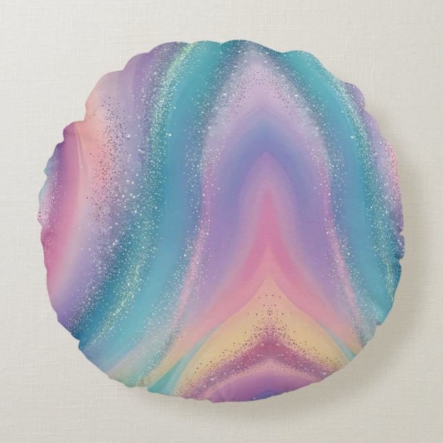 Almofada Redonda Dreamy Pastel Galaxy Abstrato Art Design (Frente)