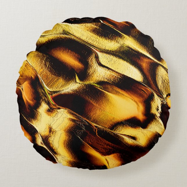 Almofada Redonda Dunas grossas em ouro queimado ou laranja amarelad (Frente)