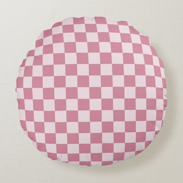 Almofada Redonda Dusty rose checkerboard pattern (Frente)