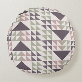 Almofada Redonda Dusty Rose Geometric Quilt Pattern Throw Pillow