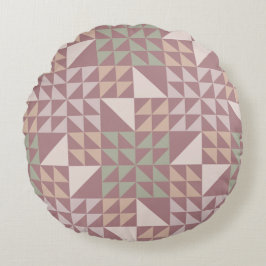Almofada Redonda Dusty Rose Geometric Quilt Pattern Throw Pillow