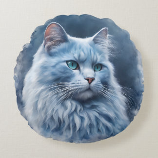 Almofada Redonda e222elegante Gato Branco Olhos Azuis Estojo de Tel