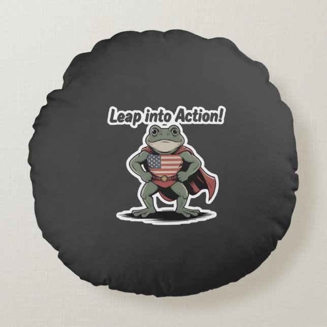 Almofada Redonda eap Into Action! Super Frog Sticker (Frente)