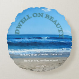 Almofada Redonda Earth day pillow coastal beach scene