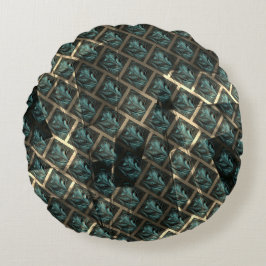 Almofada Redonda Efeito de tijolos de cinzas azuis, sob ponto escur