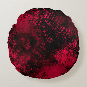 Almofada Redonda Efeito Splatter de Tinta Vermelho e Preto