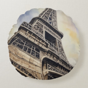 Almofada Redonda Eiffel Tower Paris Love City Viagem