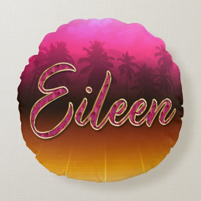 Almofada Redonda Eileen Vorname Name golden pink Kissen (Frente)