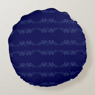 Almofada Redonda Electric Blue Neural Horizon Abstract Pattern