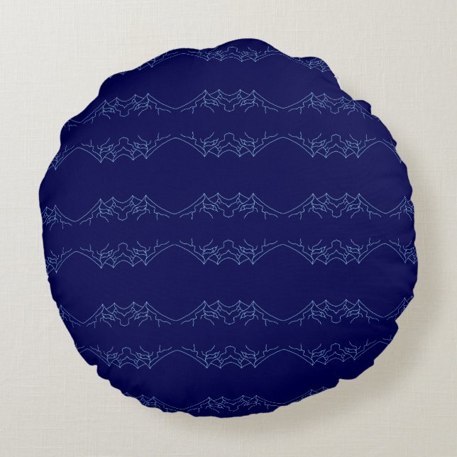 Almofada Redonda Electric Blue Neural Horizon Abstract Pattern (Verso)