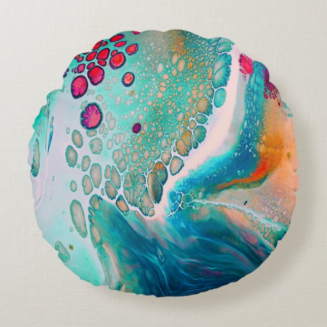 Almofada Redonda Electric Tides of Color Marble (Frente)
