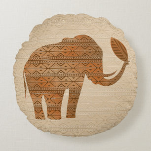 Almofada Redonda Elefante - Design de Arte Tribal