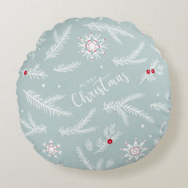 Almofada Redonda Elegant Christmas Pillow with Pine & Script