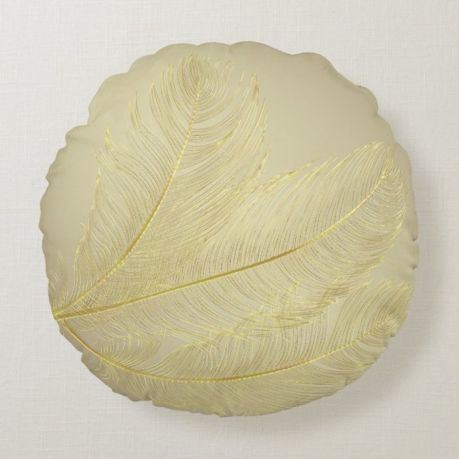 Almofada Redonda Elegant Feather Design For Luxurious Celebrations (Frente)