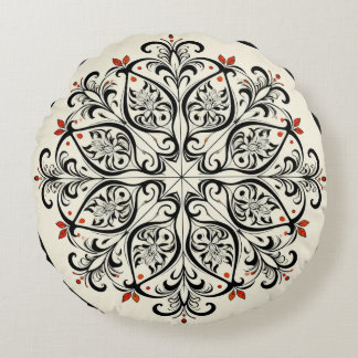 Almofada Redonda Elegant Moroccan Zellige Floral Round Pillow